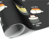 Papier Cadeau Sushi Cats Funny Sushi Pun Dark BG (Coin rond)
