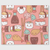 Papier Cadeau sushi tempura rose kawaii mignon (Plat)
