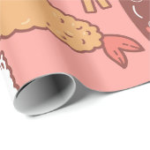Papier Cadeau sushi tempura rose kawaii mignon (Coin rond)