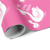 Papier Cadeau Swan 1er anniversaire Baby shower de fête rose (Coin rond)