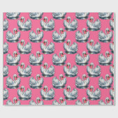 Papier Cadeau Swan Birds Pattern Design On Pink (Plat)
