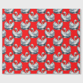 Papier Cadeau Swan Birds Pattern Design on Red (Plat)