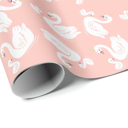 Papier Cadeau Swans Baby shower Oiseau avec héritier (Coin rond)