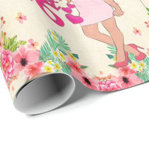 Papier Cadeau Sweet 16 Anniversaire Fille Avec Fleurs