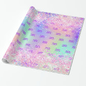 Papier Cadeau Sweet 16 bleu rose violet holographique (Déroulé)