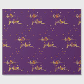 Papier Cadeau Sweet 16 or violet bonjour seize script (Plat)