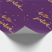 Papier Cadeau Sweet 16 or violet bonjour seize script (Coin)