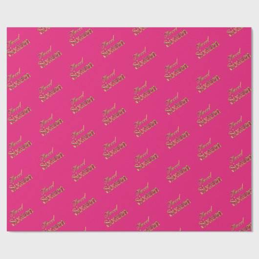 Papier Cadeau Sweet 16 Pink Gold Typographie Motif Élégant (Plat)