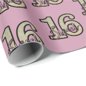 Papier Cadeau Sweet 16 Pink & Silver Anniversaire cadeau (Coin rond)
