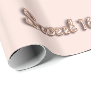 Papier Cadeau Sweet 16 rose or parties scintillant rose 16e anni