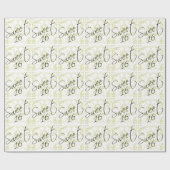 Papier Cadeau Sweet 16 Taupe Tan Damask Fille Anniversaire (Plat)