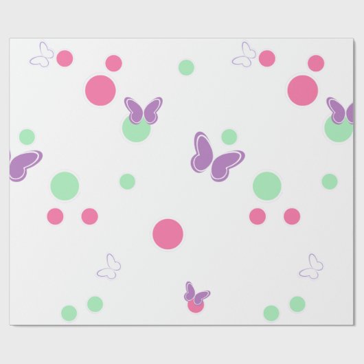 Papier Cadeau sweet butterflies and polka dots (Plat)
