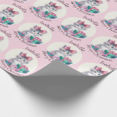 Papier Cadeau Sweet Christmas Kitten Big Pink Bow Add Name (Coin)