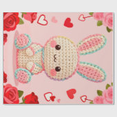 Papier Cadeau Sweet Crochet Bunny & Roses (Plat)