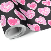 Papier Cadeau Sweet Cute Hearts Love Valentine's Day Motif (Coin rond)