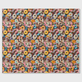 Papier Cadeau Sweet Donuts Seamless Pattern Design (Plat)