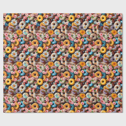Papier Cadeau Sweet Donuts Seamless Pattern Design (Plat)