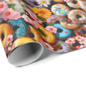 Papier Cadeau Sweet Donuts Seamless Pattern Design (Coin rond)