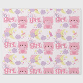 Papier Cadeau Sweet Dreams Pink C'est une fille Nuages & Lune (Plat)