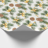 Papier Cadeau Sweet Gold Honey Yellow Pine Cones Christmas (Coin)