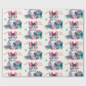 Papier Cadeau Sweet Kitty Joyeux Anniversaire Nom de la fille Âg (Plat)