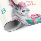Papier Cadeau Sweet Kitty Joyeux Anniversaire Nom de la fille Âg (Coin rond)