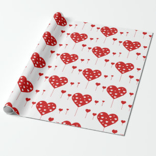 Papier Cadeau Sweet Lovely Romantic Red Hearts