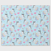 Papier Cadeau Sweet New Baby Boy and Stork  (Plat)