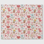 Papier Cadeau Sweet Pink Heart Teddy Valentine (Plat)