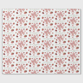 Papier Cadeau Sweet Red Strawberry Pink Bow Cute Birthday (Plat)