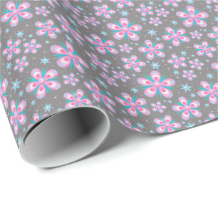 Papier Cadeau Sweet Romantique Abstrait Fleurs roses Motif