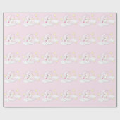 Papier Cadeau Sweet Rose Lune bébé fille (Plat)