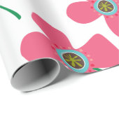 Papier Cadeau Sweet rose pâté Pop Fleur été Whimsical cadeau cad (Coin rond)