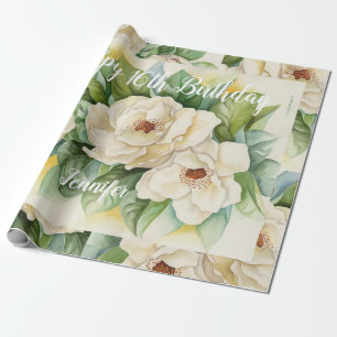 Papier Cadeau Sweet sixteen Anniversaire Floral Magnolia Nom Scr