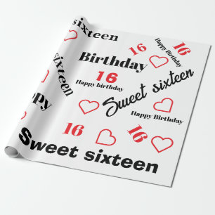 Papier Cadeau Sweet sixteen joyeux anniversaire