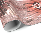 Papier Cadeau Sweet sixteen moderne Elégant Faux Ribbon Rose or (Coin rond)