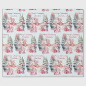 Papier Cadeau Sweet Snowmen in Pastels Ajouter Nom de la fille N (Plat)