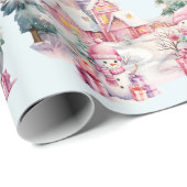 Papier Cadeau Sweet Snowmen in Pastels Ajouter Nom de la fille N (Coin rond)