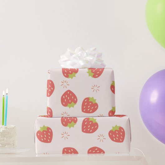 Papier Cadeau Sweet Strawberries Pattern (Cadeaux de fête)