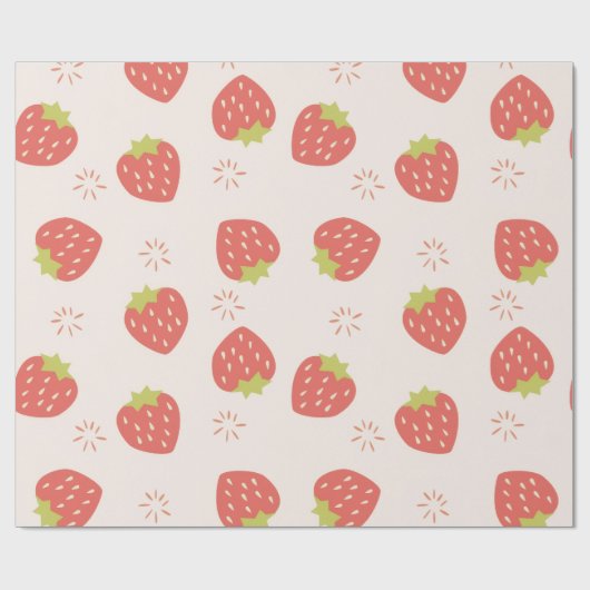 Papier Cadeau Sweet Strawberries Pattern (Plat)