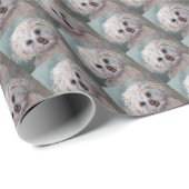 PAPIER CADEAU SWEET WHITE YORKIE (Coin rond)