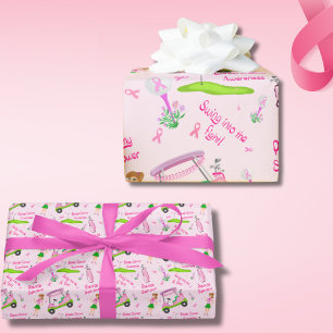 Papier Cadeau Swing Pink Golfeur Sensibilisation au Cancer du Se