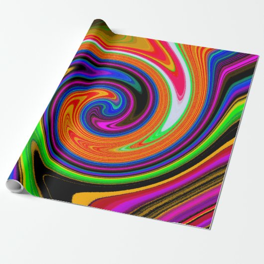 Papier Cadeau Swirl Retro Orange (Déroulé)