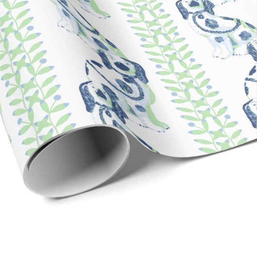 Papier Cadeau Swoon Staffordshire Dogs Vine Slate and Green (Coin rond)