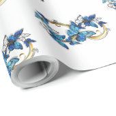 Papier Cadeau Symbol Infinity of Blue Morpho Butterflies (Coin rond)