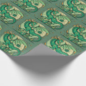 Papier Cadeau Symbole 2024 Nouvel An, Dragon de Bois Vert (Coin)