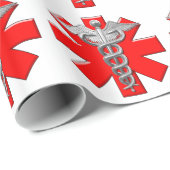 Papier Cadeau Symbole argenté de corps médical (Coin rond)