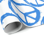 Papier Cadeau Symbole bleu de signe de paix (Coin rond)