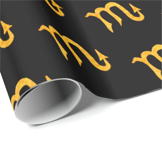 Papier Cadeau Symbole d'astrologie Golden Scorpio (Coin rond)
