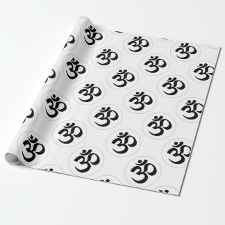 Papier Cadeau Symbole d'Aum (noir avec l'anneau argenté)